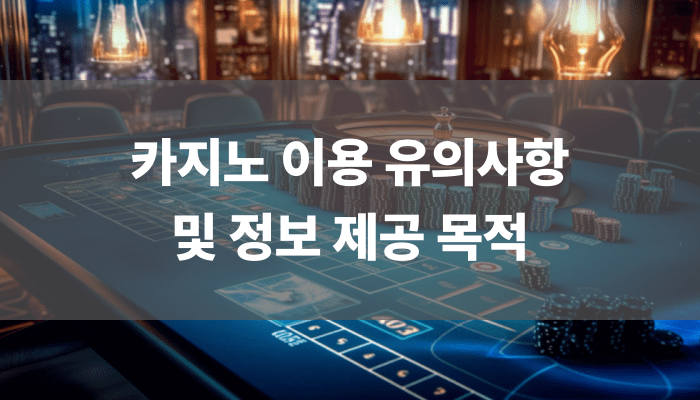 카지노 이용 유의사항 및 정보 제공 목적